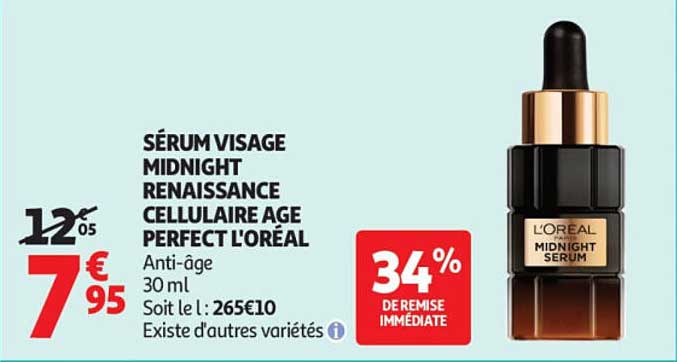 SÉRUM VISAGE MIDNIGHT RENNAISSANCE CELLULAIRE AGE PERFECT L'ORÉAL