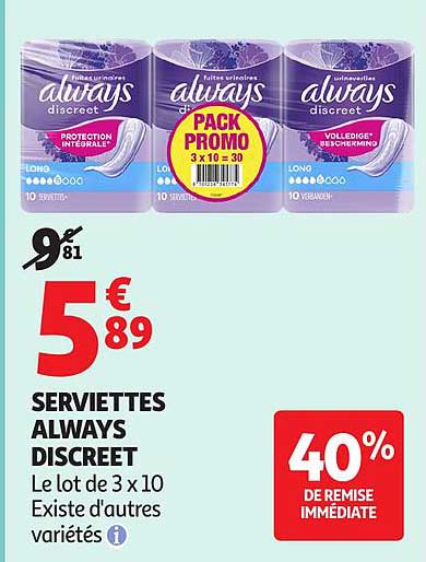 SERVIETTES ALWAYS DISCREET