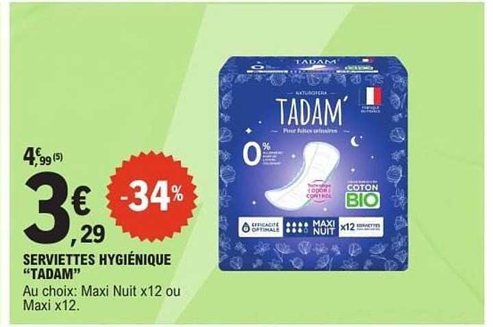 SERVIETTES HYGIÉNIQUE “TADAM”