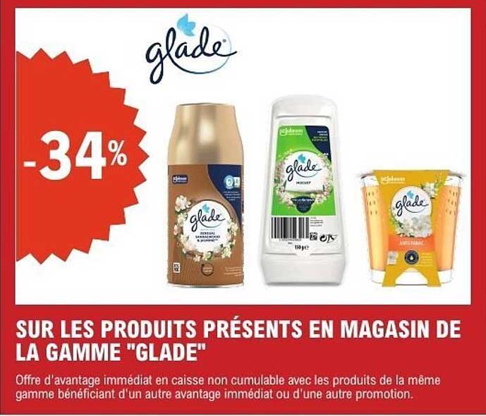 SUR LES PRODUITS PRÉSENTS EN MAGASIN DE LA GAMME "GLADE"