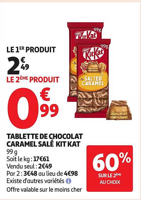 TABLETTE DE CHOCOLAT CARAMEL SALÉ KIT KAT