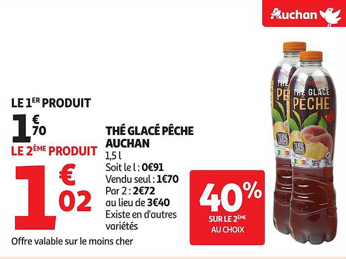 THÉ GLACÉ PÊCHE AUCHAN
