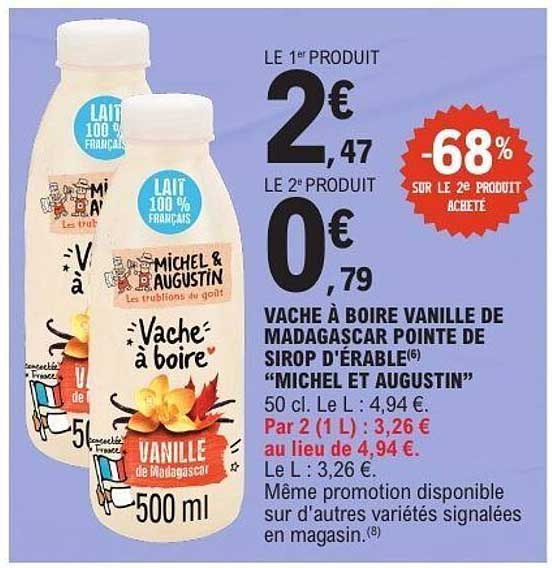 VACHE À BOIRE VANILLE DE MADAGASCAR POINTE DE SIROP D'ÉRABLE "MICHEL ET AUGUSTIN"