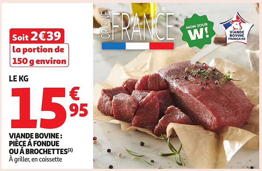 VIANDE BOVINE : PIÈCE À FONDUE OU À BROCHETTES