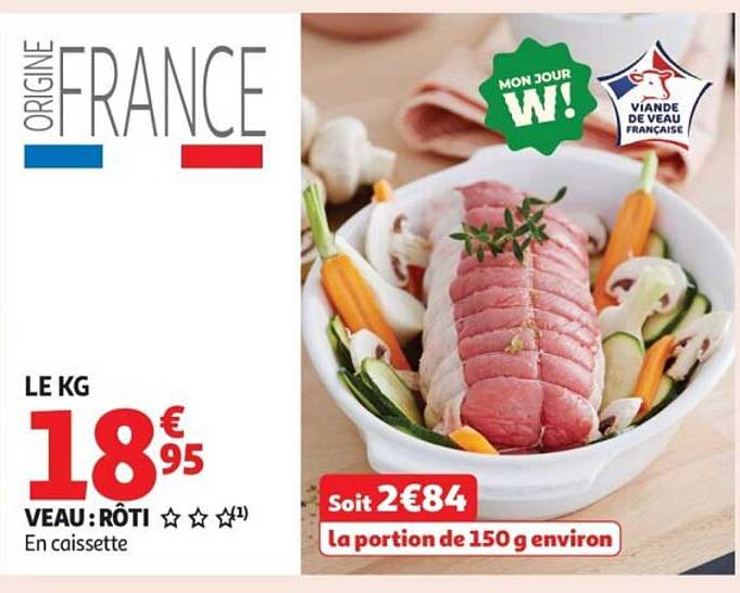Viande de veau rôtie en caisssette