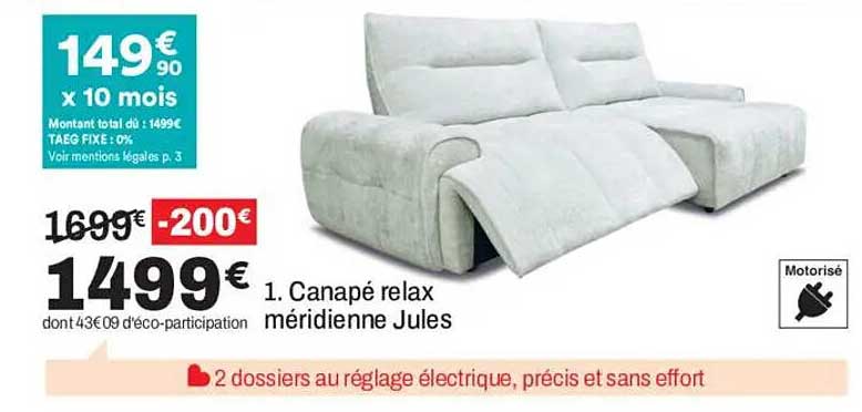 1. Canapé relax méridienne Jules