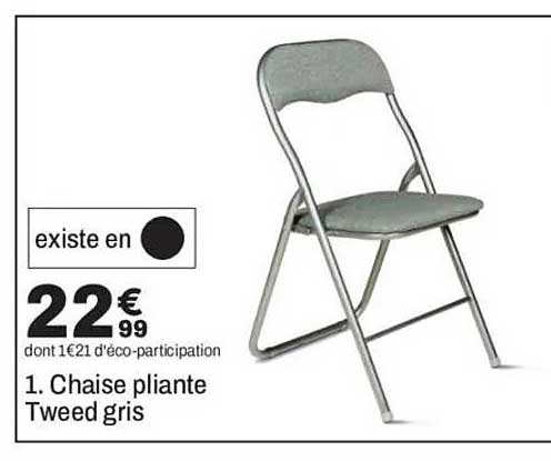 1. Chaise pliante Tweed gris