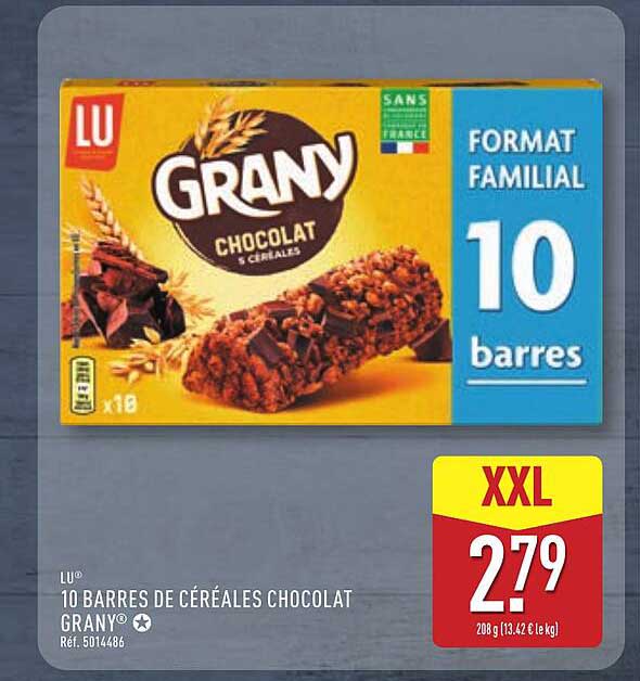 10 BARRES DE CÉRÉALES CHOCOLAT GRANY