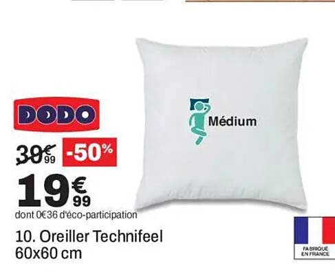 10. Oreiller Technifeel 60x60 cm