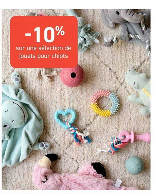 - 10% sur une sélection de jouets pour chiots