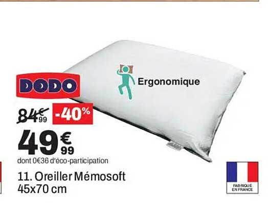 11. Oreiller Mémosoft 45x70 cm
