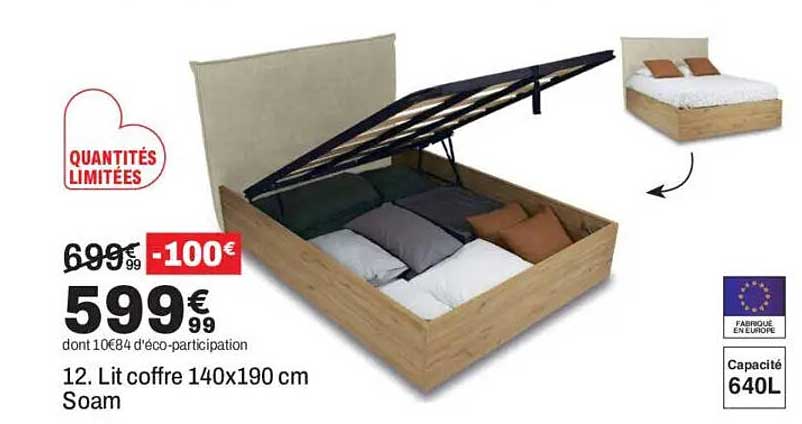 12. Lit coffre 140x190 cm Soam