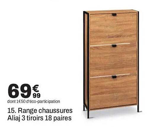 15. Range chaussures Aliaj 3 tiroirs 18 paires
