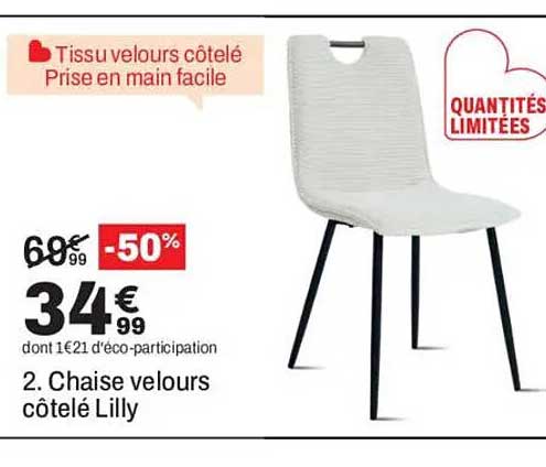 2. Chaise velours côtelé Lilly