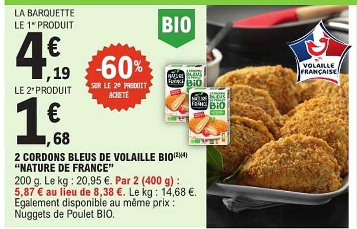 2 CORDONS BLEUS DE VOLAILLE BIO “NATURE DE FRANCE”
