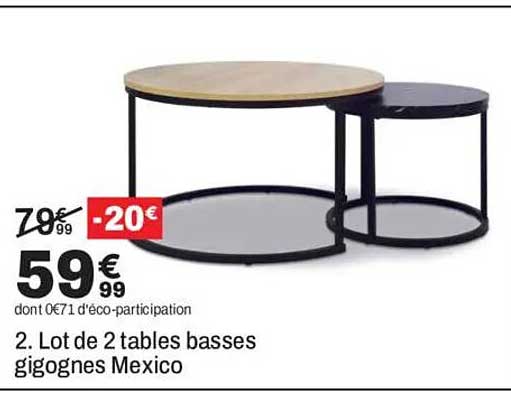2. Lot de 2 tables basses gigognes Mexico