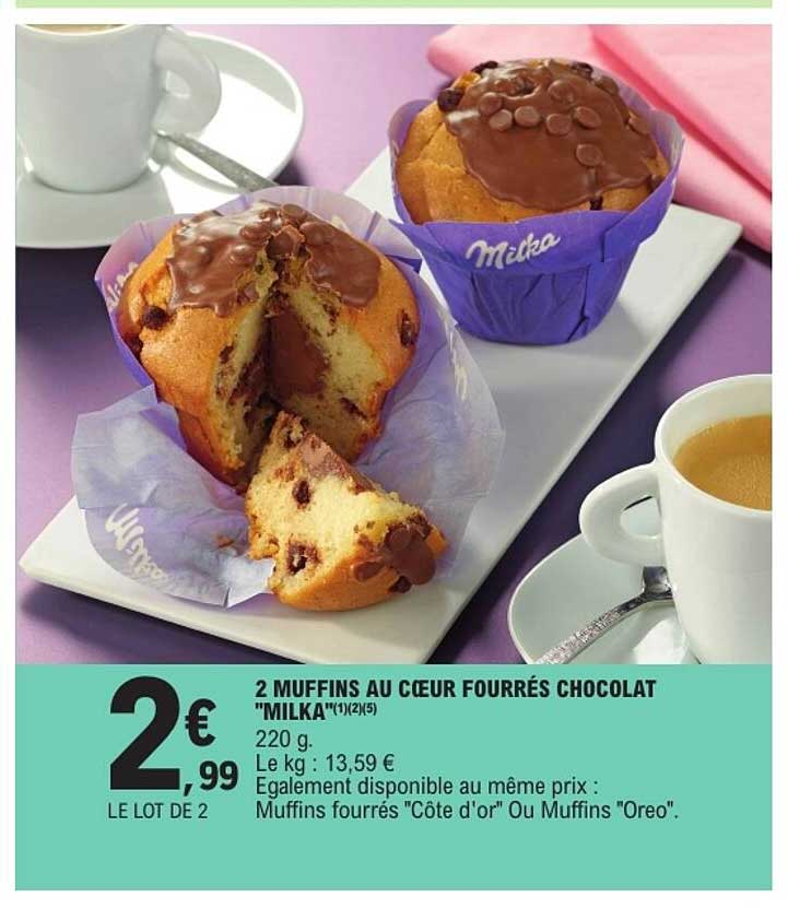 2 MUFFINS AU COEUR FOURRÉS CHOCOLAT "MILKA"