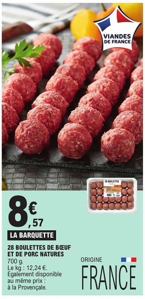 28 BOULETTES DE BŒUF ET DE PORC NATURES