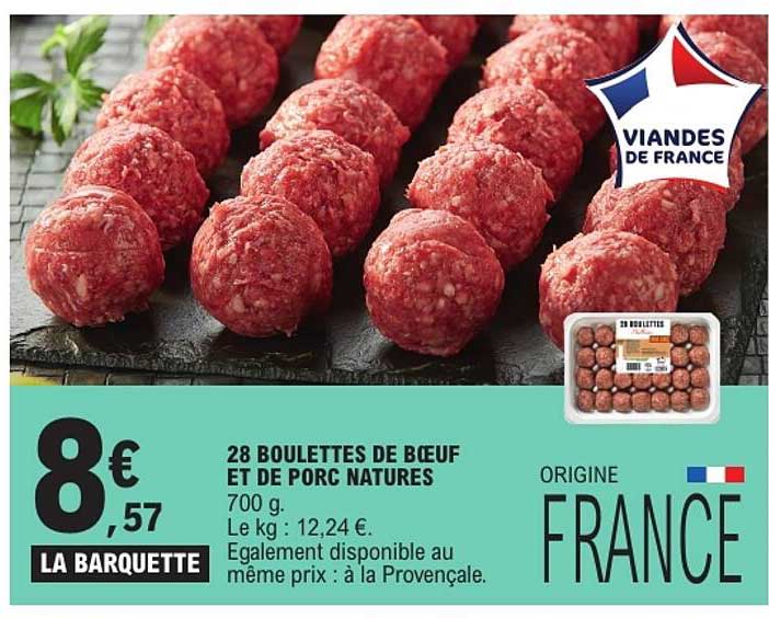 28 BOULETTES DE BOEUF ET DE PORC NATURES