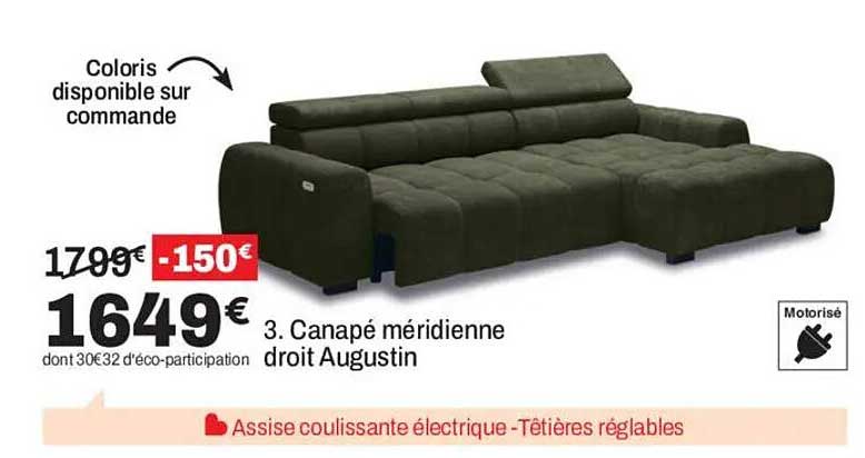 3. Canapé méridienne droit Augustin