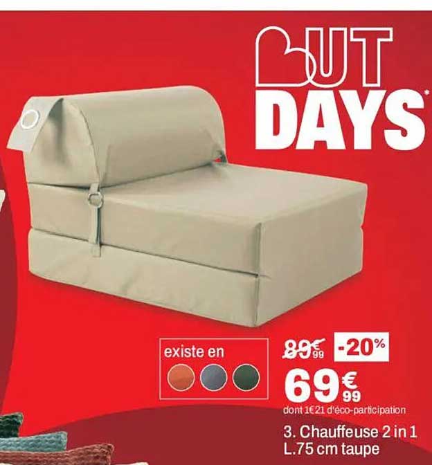 3. Chauffeuse 2 in 1 L.75 cm taupe