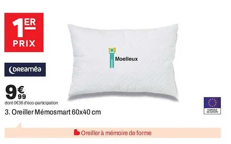 3. Oreiller Mémosmart 60x40 cm