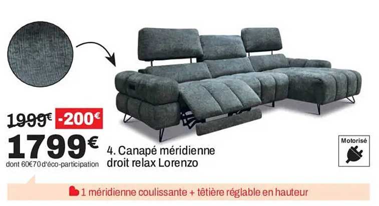 4. Canapé méridienne droit relax Lorenzo