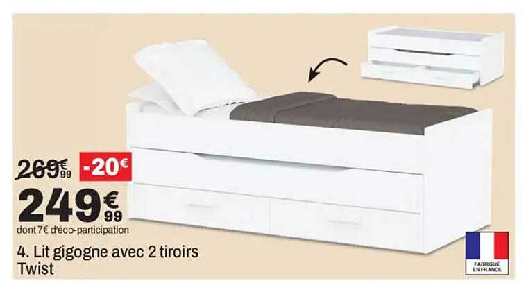 4. Lit gigogne avec 2 tiroirs Twist