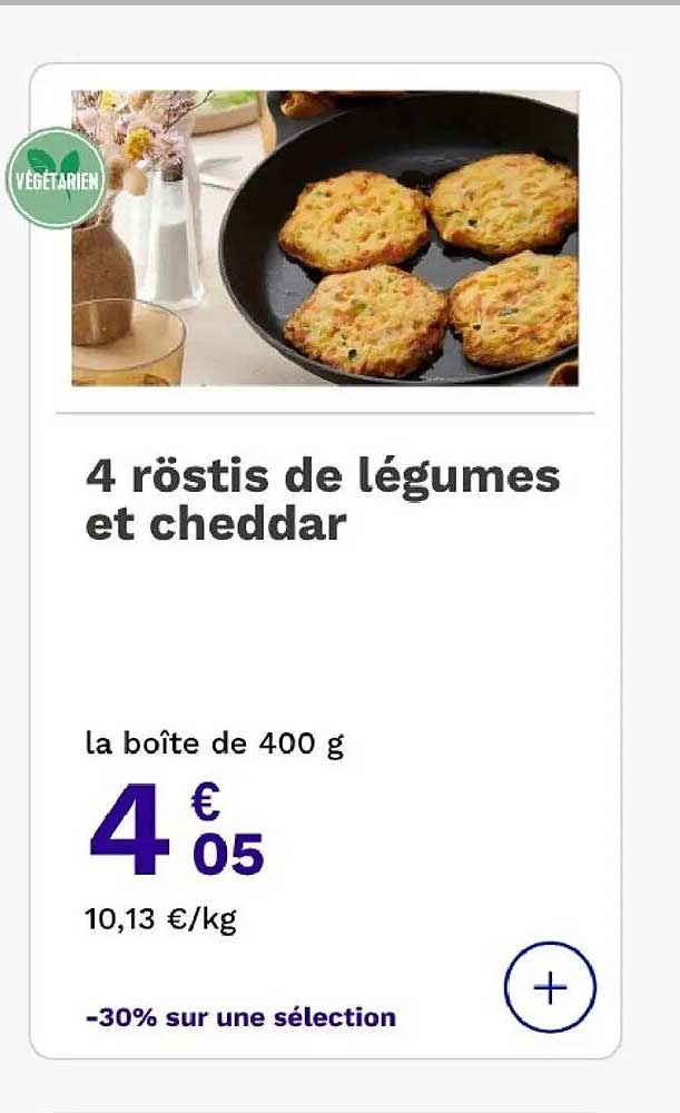 4 röstis de légumes et cheddar