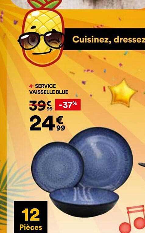 4-SERVICE VAISSELLE BLUE