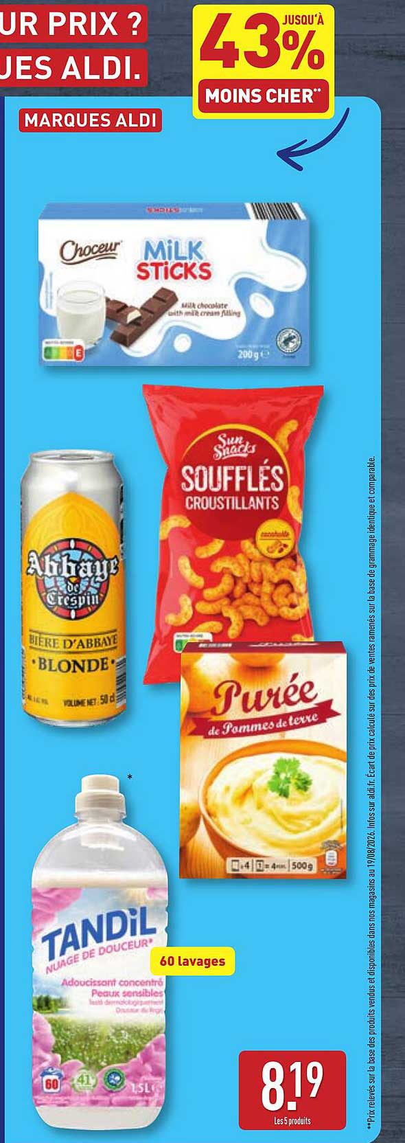 43% jusqu'à moins cher* marques ALDI
