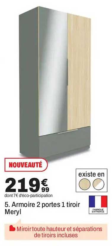 5. Armoire 2 portes 1 tiroir Meryl