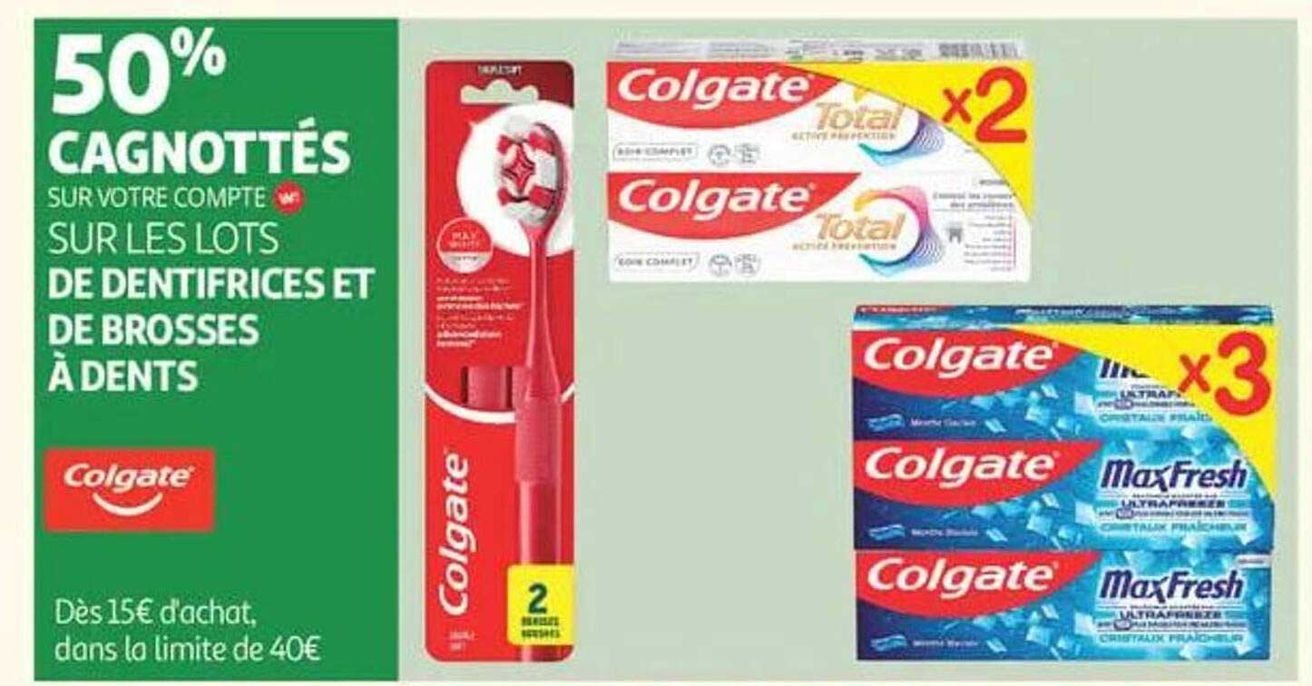 50% CAGNOTTÉS SUR VOTRE COMPTE SUR LES LOTS DE DENTIFRICES ET DE BROSSES À DENTS