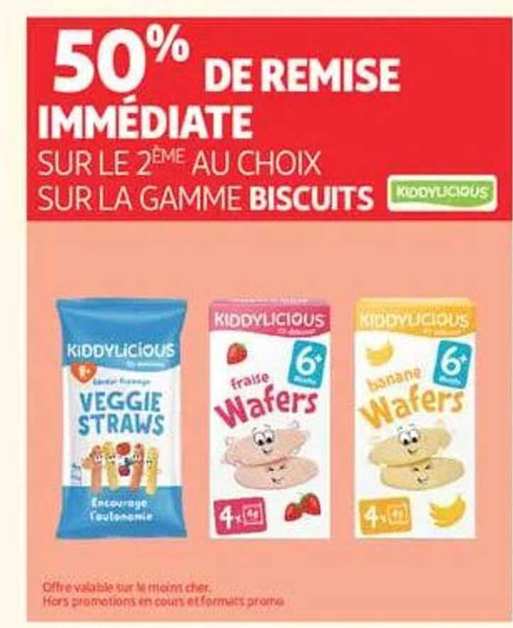 50% DE REMISE IMMÉDIATE SUR LE 2ÈME AU CHOIX SUR LA GAMME BISCUITS KIDDYLICIOUS