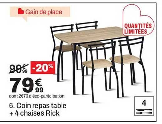 6. Coin repas table + 4 chaises Rick
