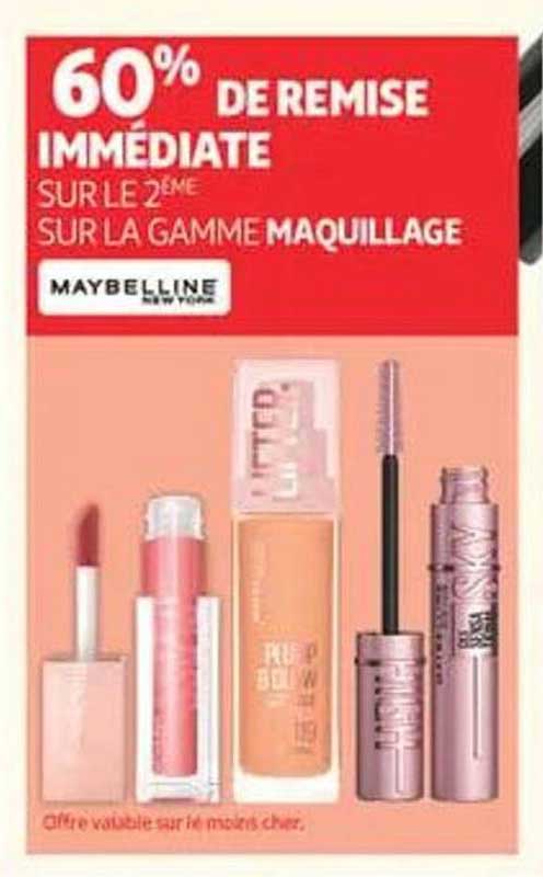 60% DE REMISE IMMÉDIATE SUR LE 2ÈME SUR LA GAMME MAQUILLAGE MAYBELLINE NEW YORK