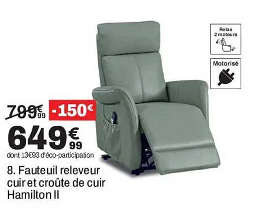 8. Fauteuil releveur cuir et croûte de cuir Hamilton II