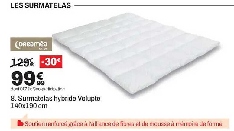 8. Surmatelas hybride Volupte 140x190 cm
