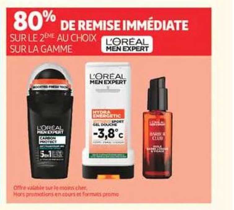 80% DE REMISE IMMÉDIATE SUR LE 2ÈME AU CHOIX SUR LA GAMME L'ORÉAL MEN EXPERT