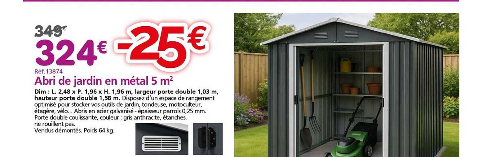 Abri de jardin en métal 5 m²