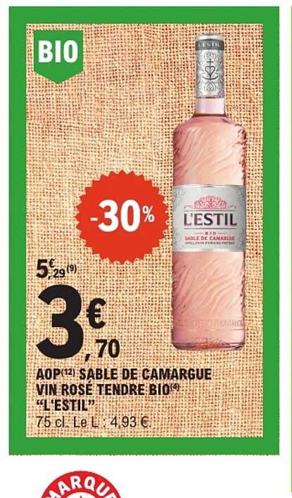 AOP SABLE DE CAMARGUE VIN ROSÉ TENDRE BIO "L'ESTIL"