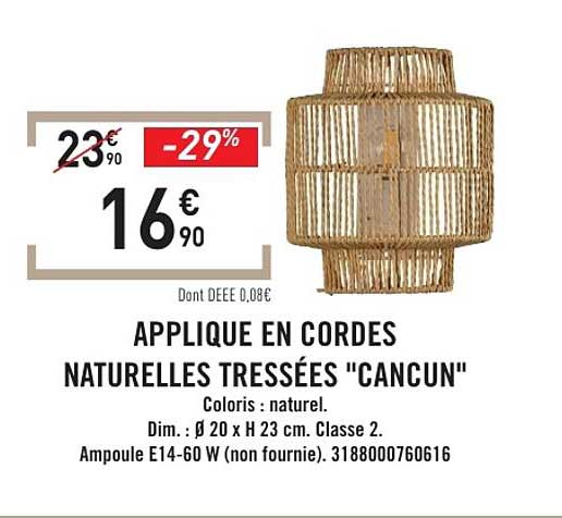 APPLIQUE EN CORDES NATURELLES TRESSÉES "CANCUN"