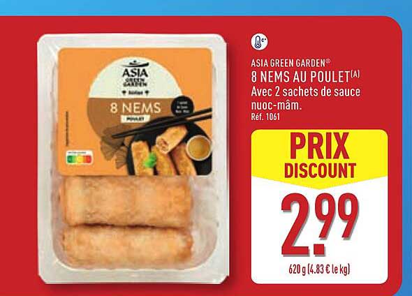 ASIA GREEN GARDEN® 8 NEMS AU POULET(A) Avec 2 sachets de sauce nuoc-mâm. Réf. 1061