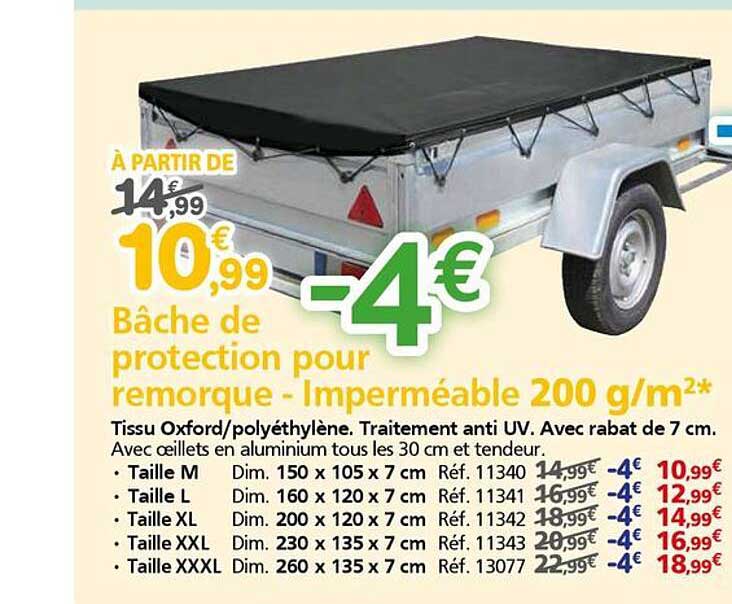 Bâche de protection pour remorque - Imperméable 200 g/m²*