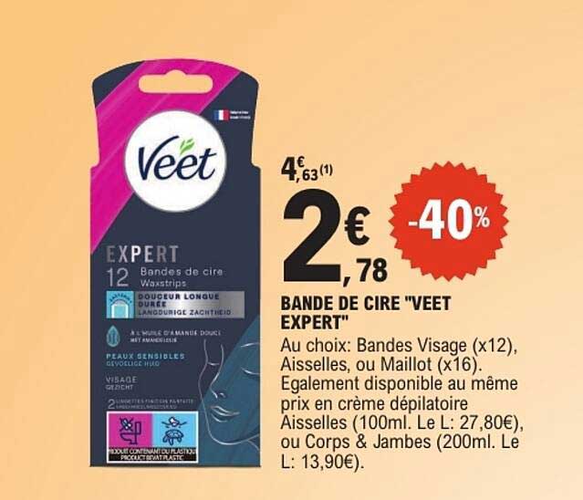 BANDE DE CIRE "VEET EXPERT"