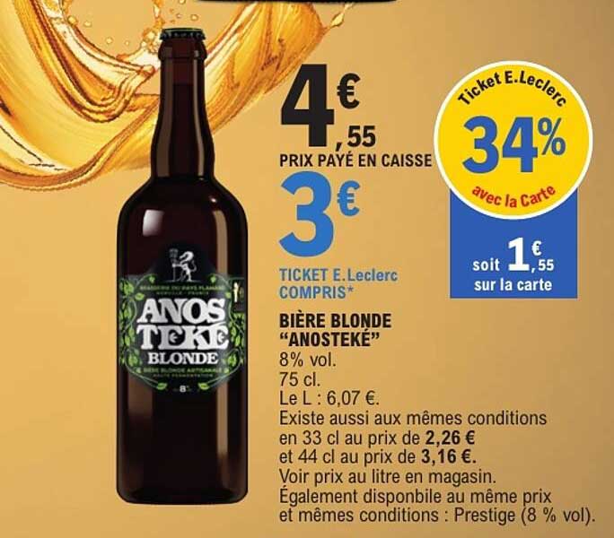 BIÈRE BLONDE "ANOSTEKÉ"