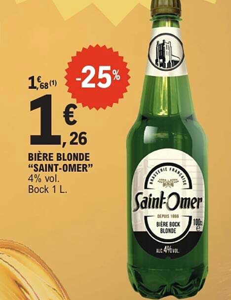 BIÈRE BLONDE "SAINT-OMER" 4% vol. Bock 1 L.