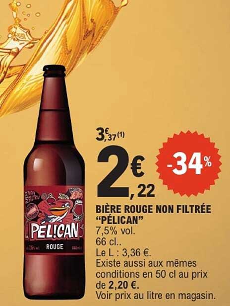 BIÈRE ROUGE NON FILTRÉE “PÉLICAN”