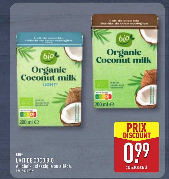 BIO LAIT DE COCO BIO Au choix : classique ou allégé.