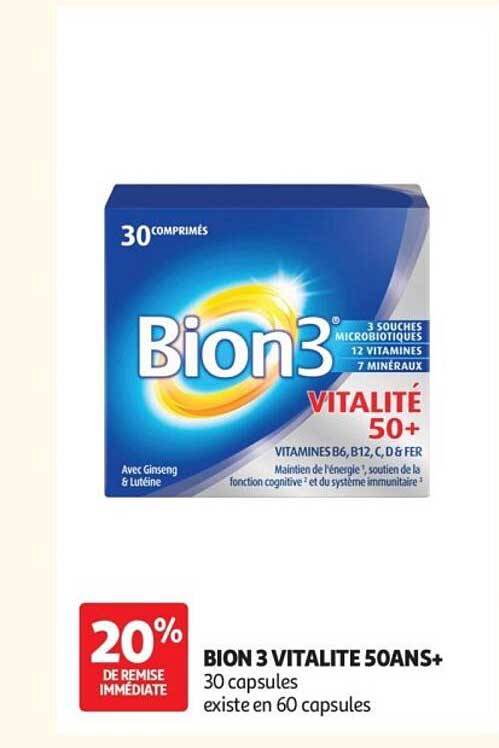 BION 3 VITALITE 50ANS+ 30 capsules existe en 60 capsules
